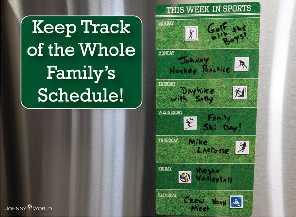 Magnetic Sports and Fitness Weekly Planner Dry Erase Board - Never Miss a Practice, Workout, or Game! - Includes Over 65 Magnet Sports Icons and Dry Erase Pen!