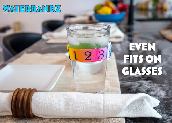 WaterBandz - Stay Hydrated: Elastic Fabric Bands Make your Daily Water Intake Simple and Fun! Universal size for Water Bottles, Cups, and Glasses with Movable Counting Frame – Stay Hydrated All Day!