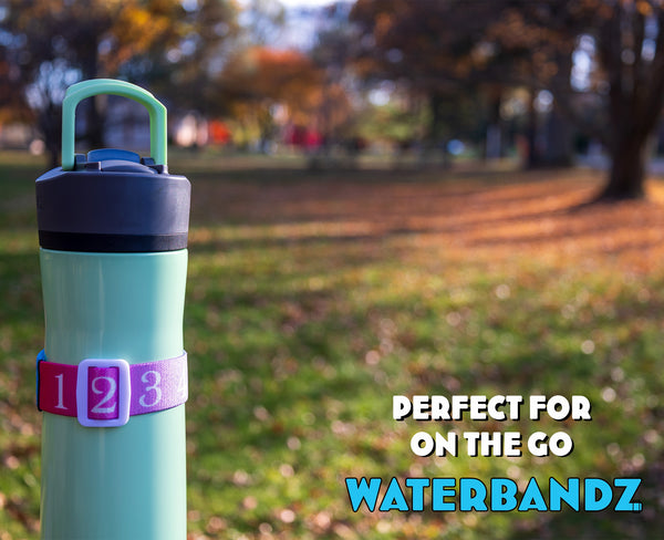 WaterBandz - Stay Hydrated: Elastic Fabric Bands Make your Daily Water Intake Simple and Fun! Universal size for Water Bottles, Cups, and Glasses with Movable Counting Frame – Stay Hydrated All Day!