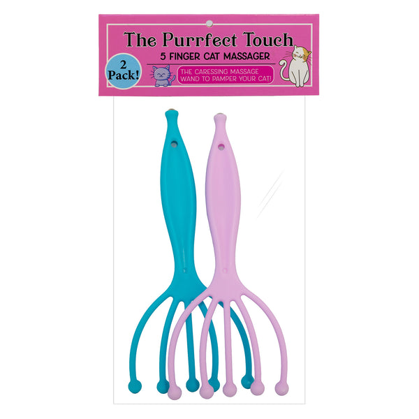 The Purrfect Touch - 5 Finger Cat Massager Wand – Pack of 2 - Gentle Pet Grooming Tool for Cats and Small Pets - Ergonomic Handle, Soft, Relaxing Massage that Cats Love!
