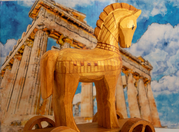 Ancient Toys™ – Trojan Horse Wooden Pull Toy