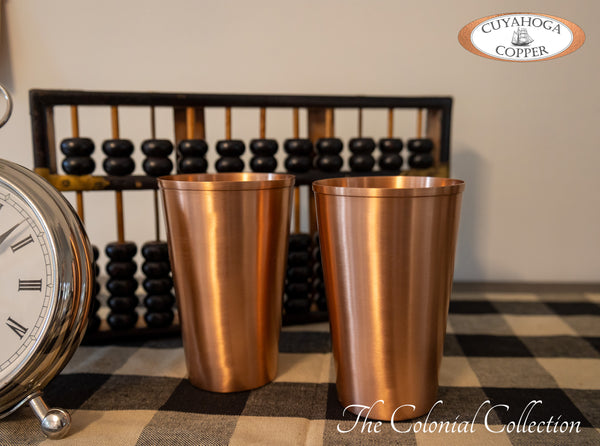 Set of 2 Pure Copper Tumblers - 16 oz Elegant Drinking Cups - Perfect for Cold Beverages, Milkshakes, Iced Tea, Smoothies, Cocktails & More!