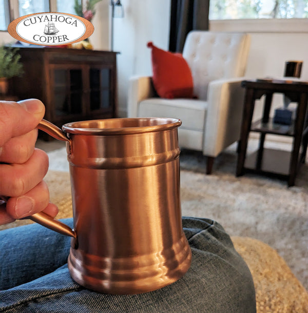 Premium Pure Copper Drinking Mug - 16 oz Handcrafted, Elegant & Durable - Perfect for Cold Beverages, Cocktails, Beer & Moscow Mules - Ideal for Home Bar, Gift, and Everyday Use