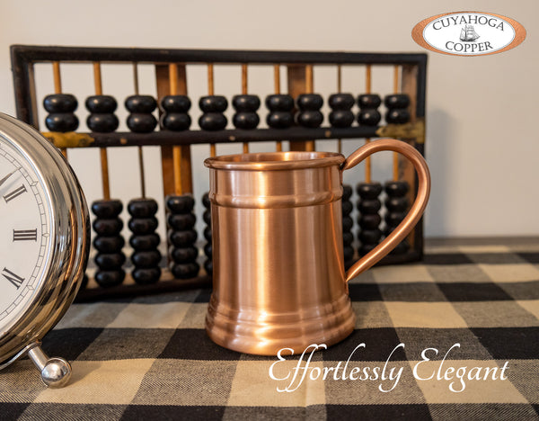 Premium Pure Copper Drinking Mug - 16 oz Handcrafted, Elegant & Durable - Perfect for Cold Beverages, Cocktails, Beer & Moscow Mules - Ideal for Home Bar, Gift, and Everyday Use