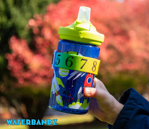 WaterBandz - Stay Hydrated: Elastic Fabric Bands Make your Daily Water Intake Simple and Fun! Universal size for Water Bottles, Cups, and Glasses with Movable Counting Frame – Stay Hydrated All Day!