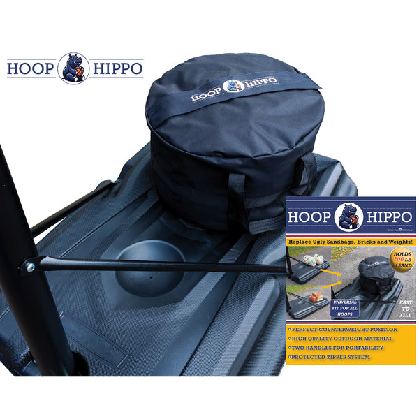 The Hoop Hippo – Heavy-Duty Weight for Basketball Hoop Base – Holds Up to 200 lbs of Sand – Easy-to-Fill, All-Weather Design – Stability, Safety & Attractive