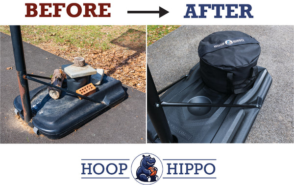 The Hoop Hippo – Heavy-Duty Weight for Basketball Hoop Base – Holds Up to 200 lbs of Sand – Easy-to-Fill, All-Weather Design – Stability, Safety & Attractive