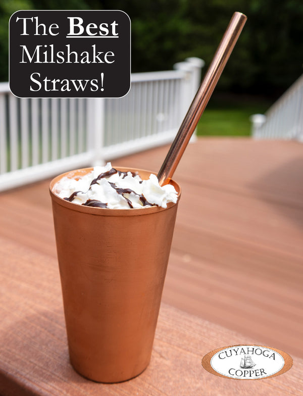 Set of 2 Jumbo Pure Copper Straws perfect for Smoothies, Milkshakes, Juice, Tea, Water Bottles and More!