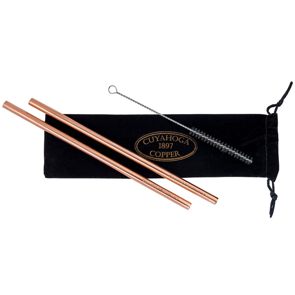 Set of 2 Jumbo Pure Copper Straws perfect for Smoothies, Milkshakes, Juice, Tea, Water Bottles and More!