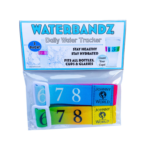 WaterBandz - Stay Hydrated: Elastic Fabric Bands Make your Daily Water Intake Simple and Fun! Universal size for Water Bottles, Cups, and Glasses with Movable Counting Frame – Stay Hydrated All Day!