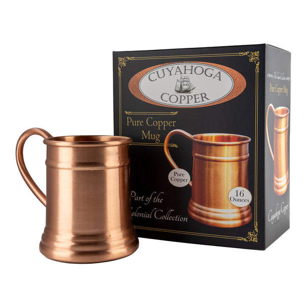 Premium Pure Copper Drinking Mug - 16 oz Handcrafted, Elegant & Durable - Perfect for Cold Beverages, Cocktails, Beer & Moscow Mules - Ideal for Home Bar, Gift, and Everyday Use