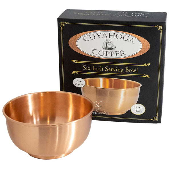 Cuyahoga Copper™- Medium 6 inch Pure Copper Bowl - Flat Bottom Bowl perfect for the Kitchen, Dinnerware & Decorative uses. Packaged in Attractive Gift Box!