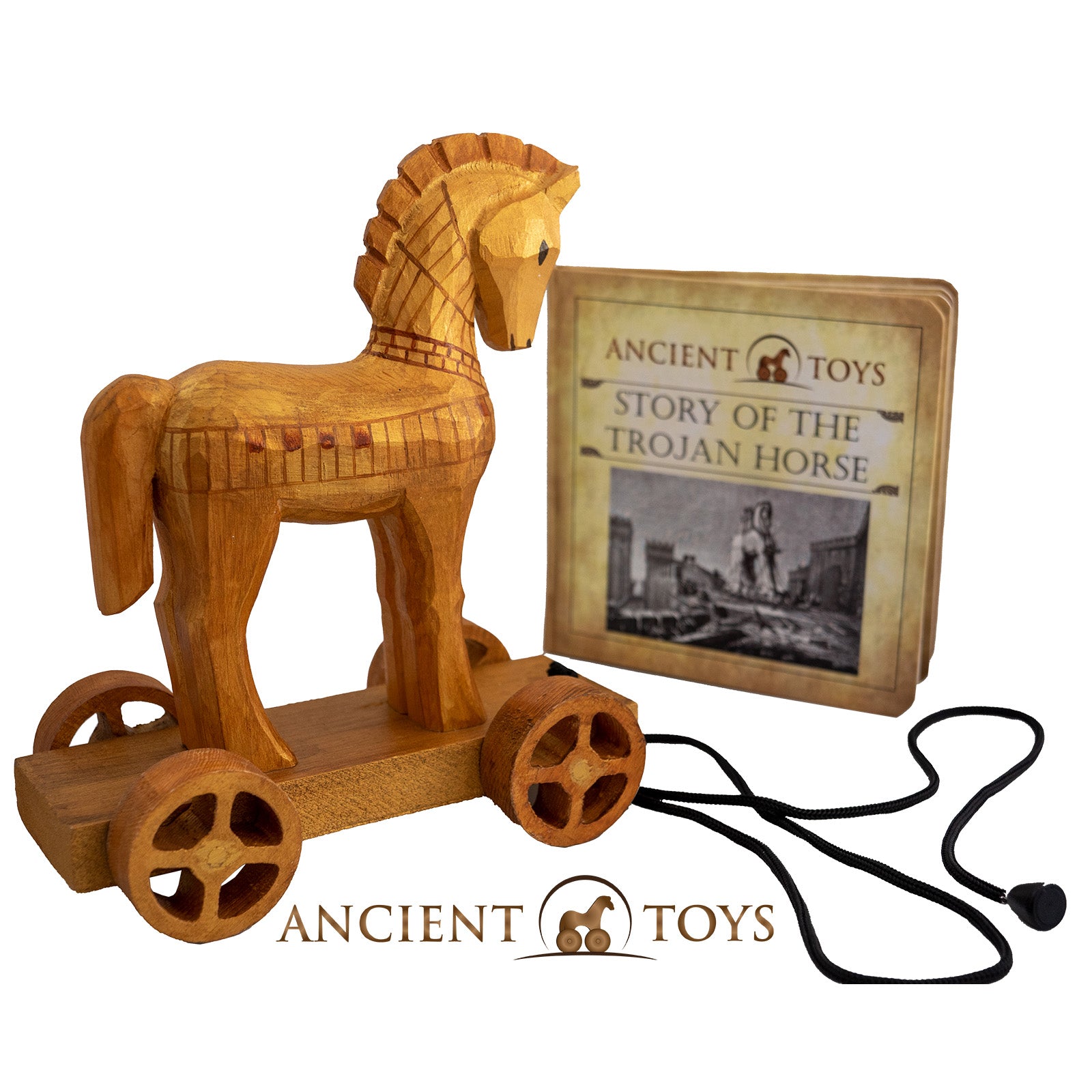 Ancient Toys™ – Trojan Horse Wooden Pull Toy – Johnny World Products